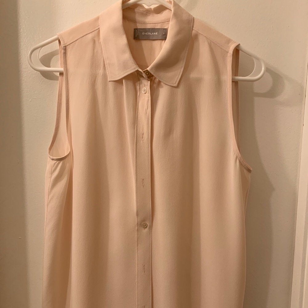 Everlane no sleeve button up pink dress shirt